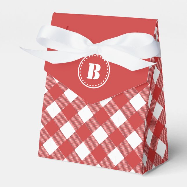 Red Gingham Checkered Pattern Gevor Box Geschenkschachtel (Vorderseite)