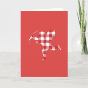 Red Gingham Cupid Feiertagskarte