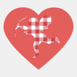Red Gingham Cupid Herz-Aufkleber