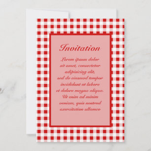Red Gingham + Custom Color Einladung