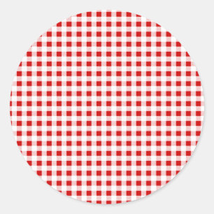 Red Gingham + Custom Color Runder Aufkleber