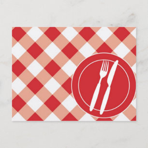Red Gingham & Cutlery Postkarte