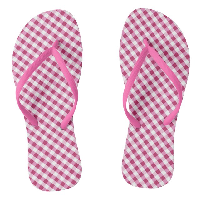 Red Gingham Design Flip Flops (Fußbett)