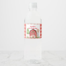 Red Gingham Farm First Birthday Drink Label