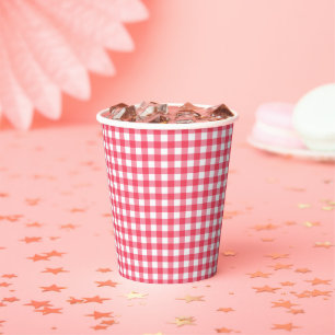 Red Gingham First Birthday Pappbecher
