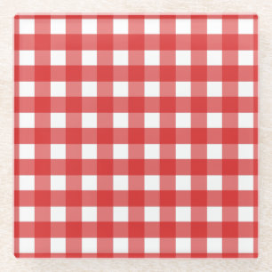 Red Gingham Glasuntersetzer