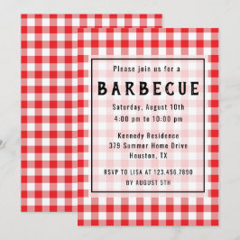 Red Gingham GRILLEN Party Einladung