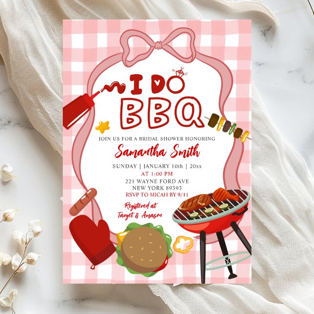 Red Gingham I do BBQ bridal shower invitation Einladung (Von Creator hochgeladen)