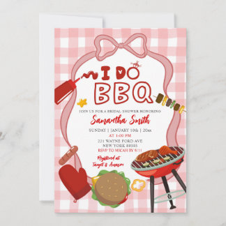 Red Gingham I do BBQ bridal shower invitation Einladung