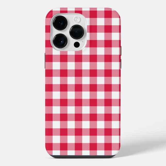 Red Gingham iPhone 14 Pro Max Hülle (Rückseite)