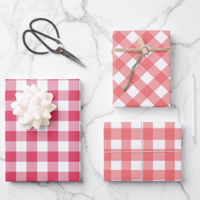 Red Gingham Kariert Birthday Party Geschenkpapier Set (Vorderseite)