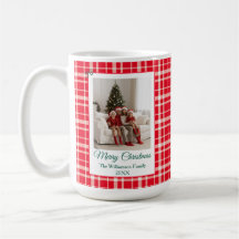 Red Gingham Kariert Frohe Weihnachts-Foto