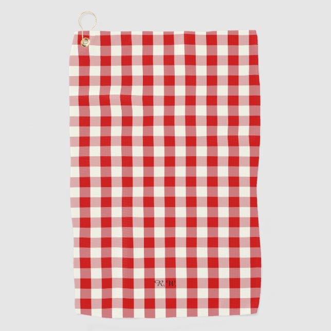 Red Gingham Kariert Golfhandtuch (Vorderseite)