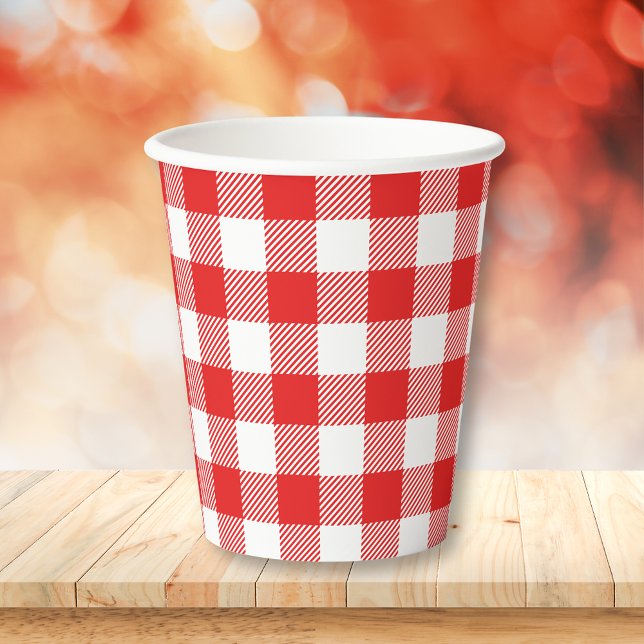 Red Gingham Kariert Pattern Pappbecher (Von Creator hochgeladen)