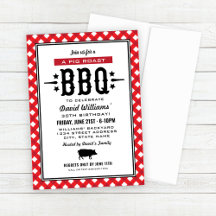 Red Gingham Kariert Pig Roast GRILLEN Birthday Par