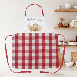 Red Gingham Kariertes Muster Backmaterial Schürze