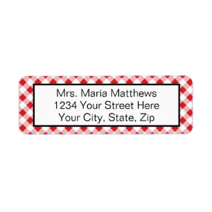 Red Gingham Karo Address Mailing Labels