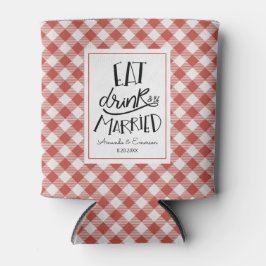 Red Gingham Karo essen Drink Verheiratet Hochzeit  Dosenkühler