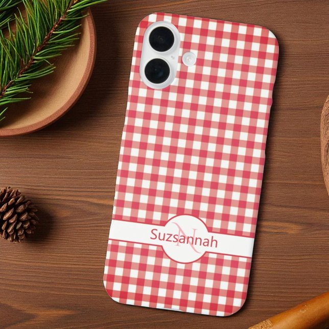 Red Gingham Karo Mit Monogramm Custom Case Mate (template phone case back)