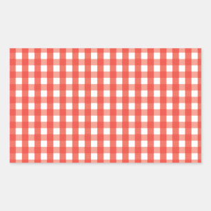Red Gingham Karo Pattern Rechteckiger Aufkleber