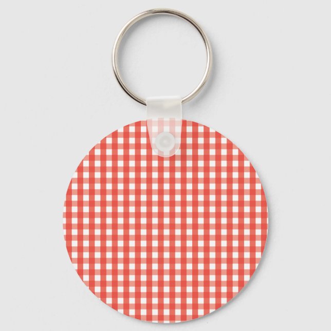 Red Gingham Karo Pattern Schlüsselanhänger (Vorderseite)