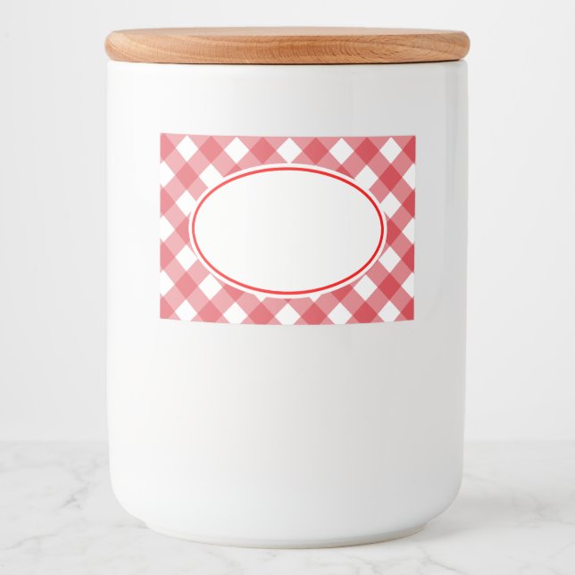 Red Gingham Kitchen Labels Lebensmitteletikett (Vorderseite)