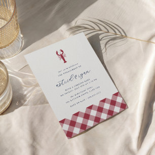 Red Gingham   Lobbake-Engagement-Partei Einladung