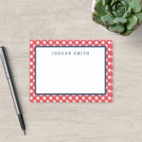 Red Gingham mit Blue Border