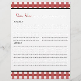 Red Gingham Modernes Vintages Rezept Binder Beilag