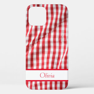 Red Gingham Name Simple Modern Case-Mate iPhone Hülle