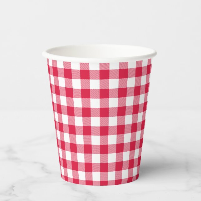 Red Gingham Pappbecher (Vorderseite)