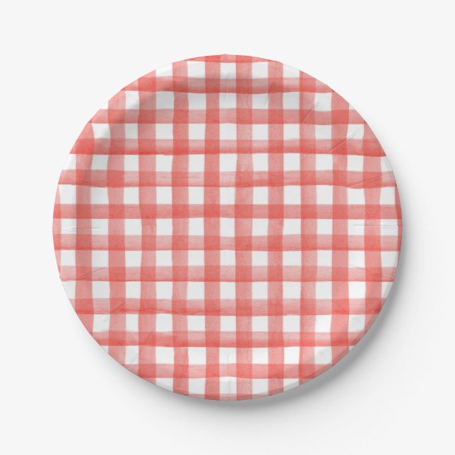Red Gingham Pappteller (Vorderseite)