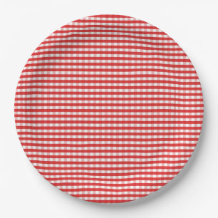 Red Gingham Pattern Pappteller