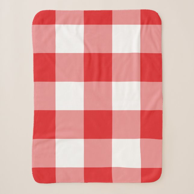 Red Gingham Pattern Sherpadecke (Vorderseite)