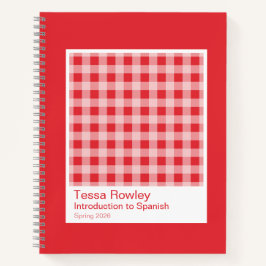 Red Gingham Plaid Notebook Notizbuch
