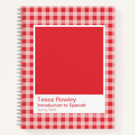 Red Gingham Plaid Spiral Notebook Notizbuch