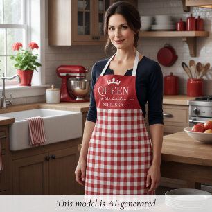 Red Gingham Queen of the Kitchen Schürze