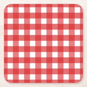 Red Gingham Rechteckiger Pappuntersetzer