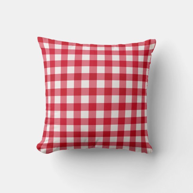 Red Gingham Reversible Throw Kissen (Vorderseite)
