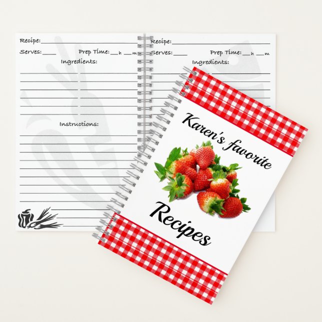 Red Gingham Strawberry - Individuelles Rezept Notizbuch (Innen)