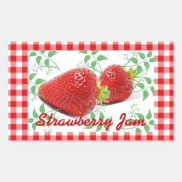 Red Gingham Strawberry-Marmelade Rechteckiger Aufkleber