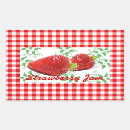 Red Gingham Strawberry-Marmelade Rechteckiger Aufkleber