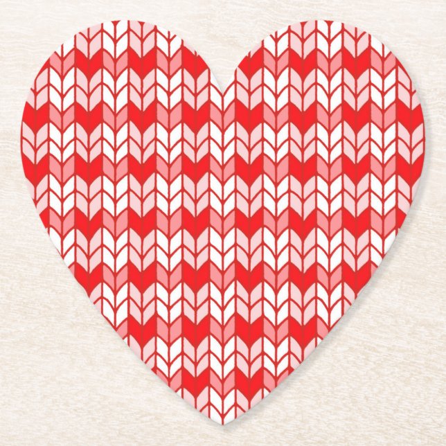 RED GINGHAM STRICK Herzerpapier Untersetzer (Vorderseite)