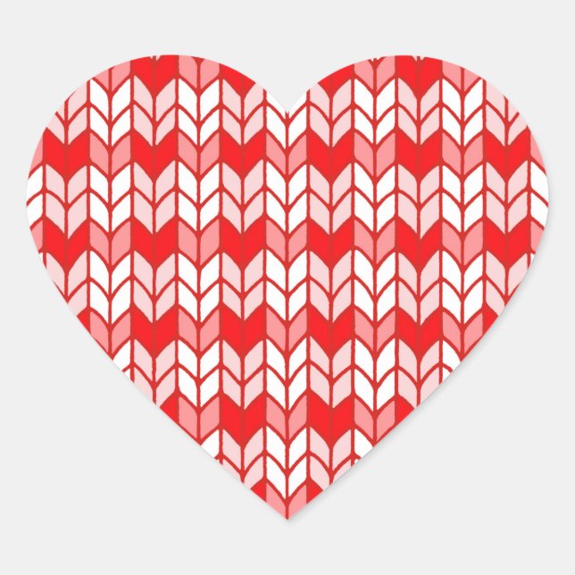 RED GINGHAM STRICK Herzkleber Herz-Aufkleber (Vorderseite)
