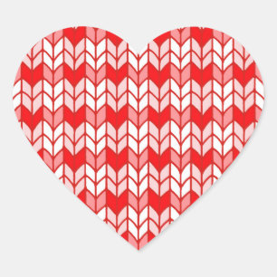 RED GINGHAM STRICK Herzkleber Herz-Aufkleber