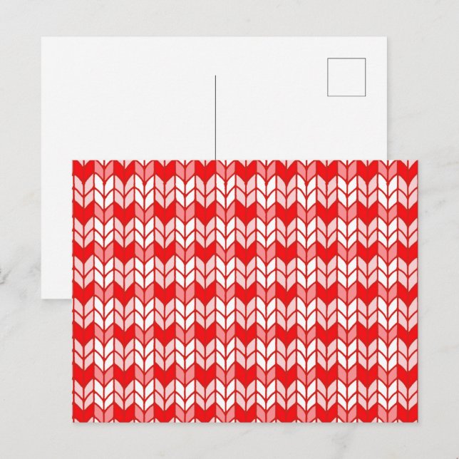 RED GINGHAM STRICK Postkarte / Horizontal (Vorne/Hinten)