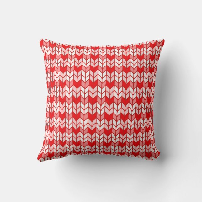 RED GINGHAM STRICK Square Throw Kissen (Rückseite)