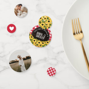 Red Gingham & Sunflowers Baby-Q Dusche Konfetti