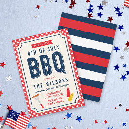 Red Gingham und Blue 4. Juli GRILLEN Einladung