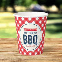 Red Gingham und Blue Baby Shower GRILLEN